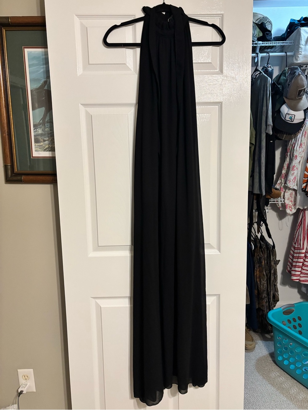 Black Halter Maxi Dress with High Neck